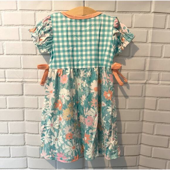 Toddler Girls 2T Sassy Saul Green Pink Plaid Floral Spring Summer Dress - Picture 7 of 11